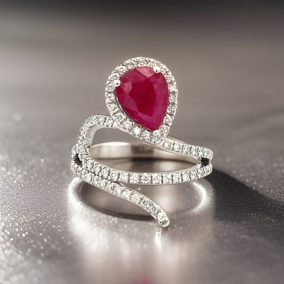 Natural Ruby Diamond Ring 6.75 14k W Gold 2.32 TCW Certified $5,950 310542 - Picture 1 of 16